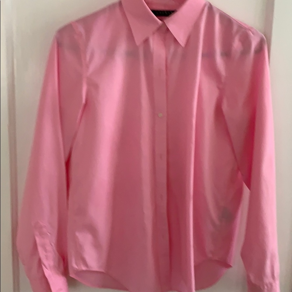 Pink long sleeved shirt.